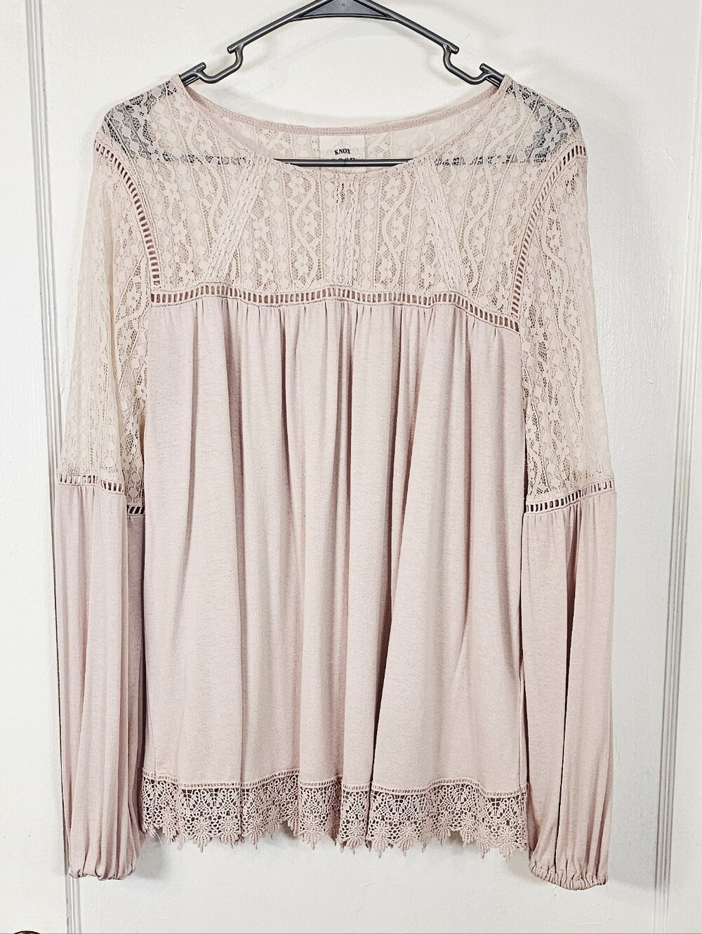 Knox Rose Blush Lace Long-Sleeve Blouse